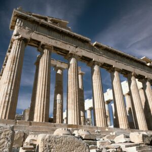 Experience the grandeur of ancient Greek architecture at the Parthenon in Athens under a clear blue sky.